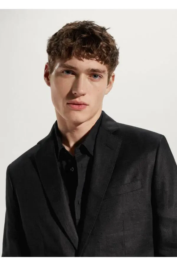 100% Linen Slim Fit Casual Blazer Jacket - 6