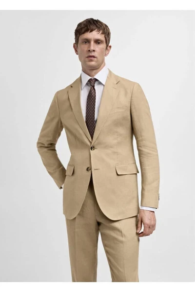 100% Linen Slim Fit Jacket - MANGO MAN