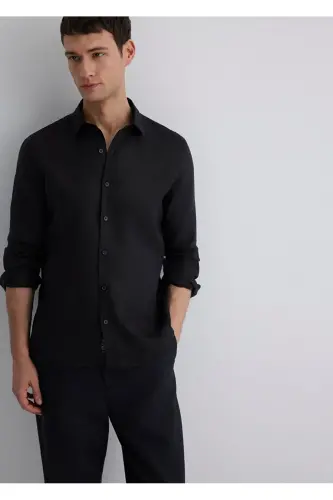 %100 linen slim fit men - 1