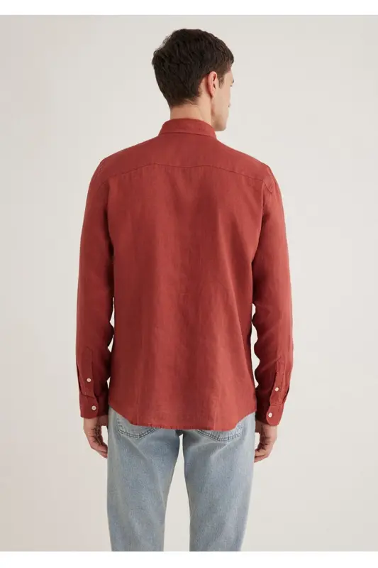 %100 linen slim fit men's shirt - 3