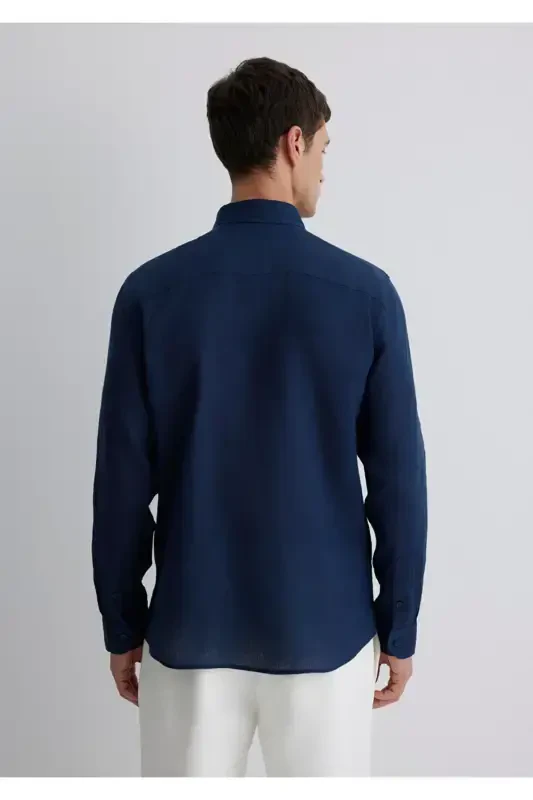 %100 linen slim fit men's shirt - 3