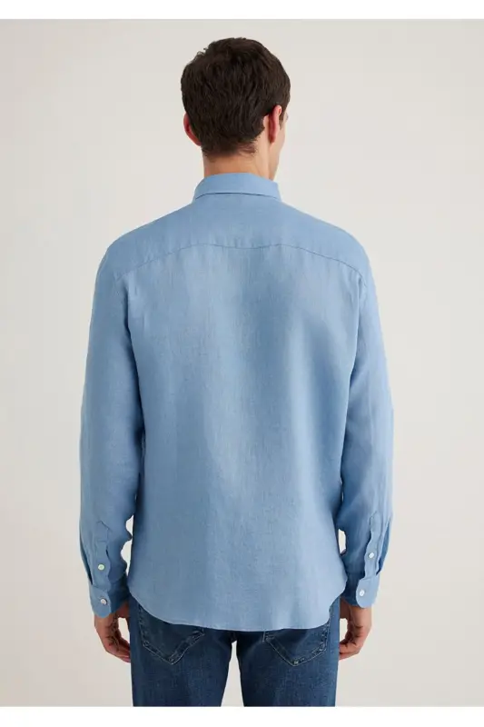%100 linen slim fit men's shirt - 3