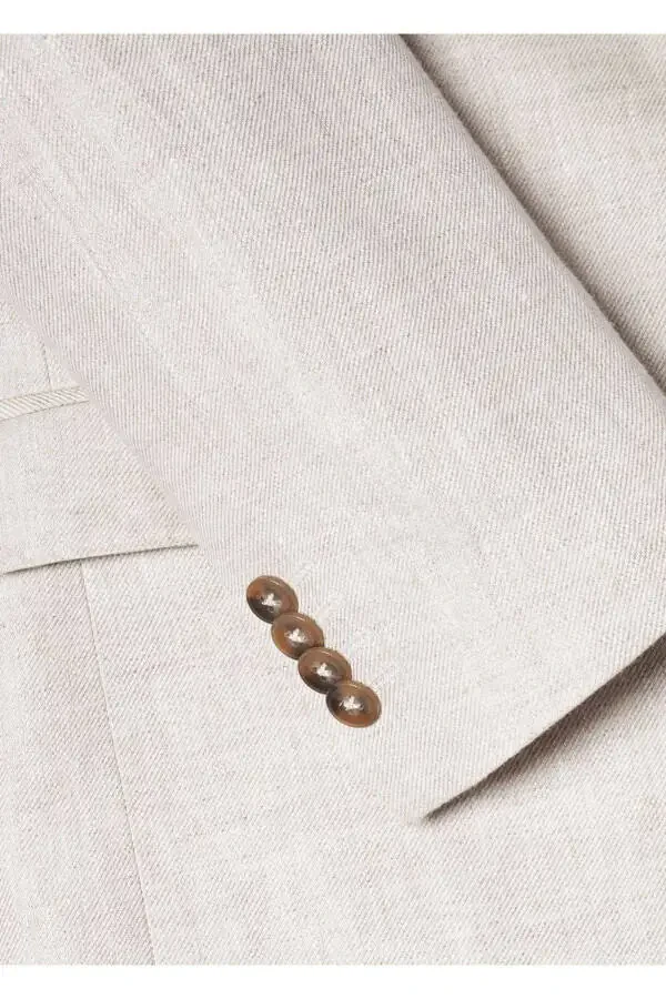 100% Linen Slim Fit Textured Blazer Jacket - 6