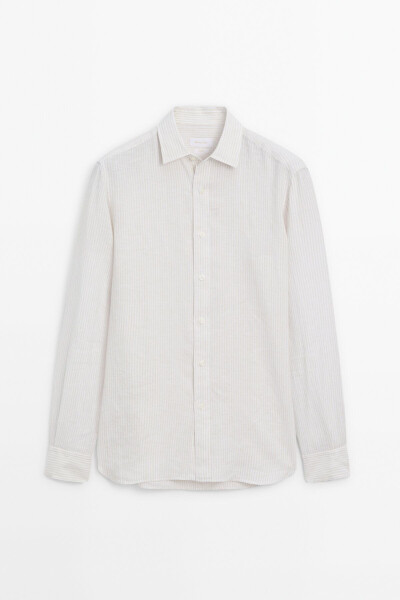 100% linen striped shirt - 12