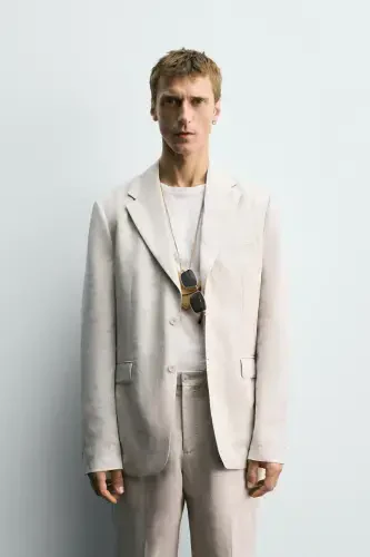 100% LINEN SUIT BLAZER - 4