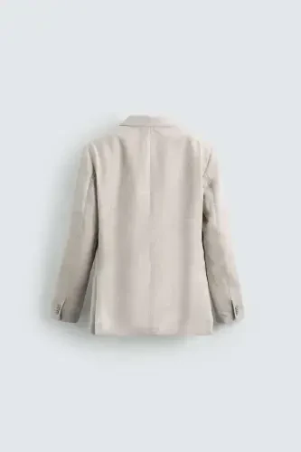 100% LINEN SUIT BLAZER-Light beige - 9