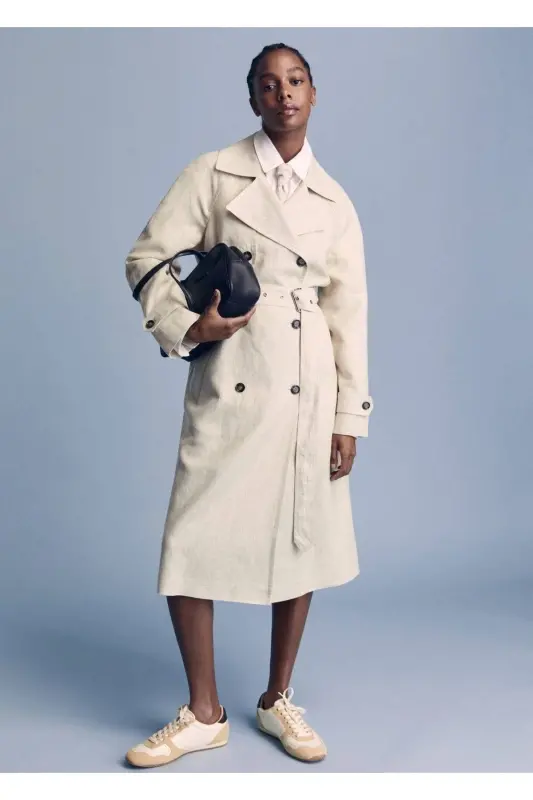 %100 Linen Trench Coat - 1