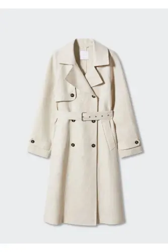 %100 Linen Trench Coat - 4