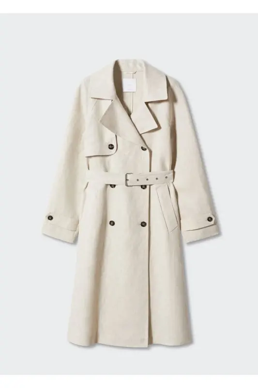 %100 Linen Trench Coat - 4