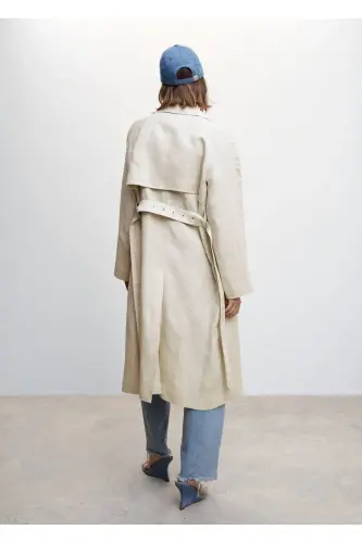 %100 Linen Trench Coat - 5