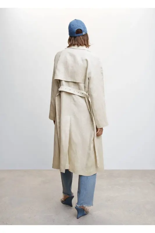 %100 Linen Trench Coat - 5