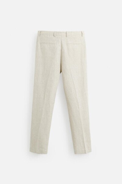 100% LINEN TROUSERS - Light beige - 8