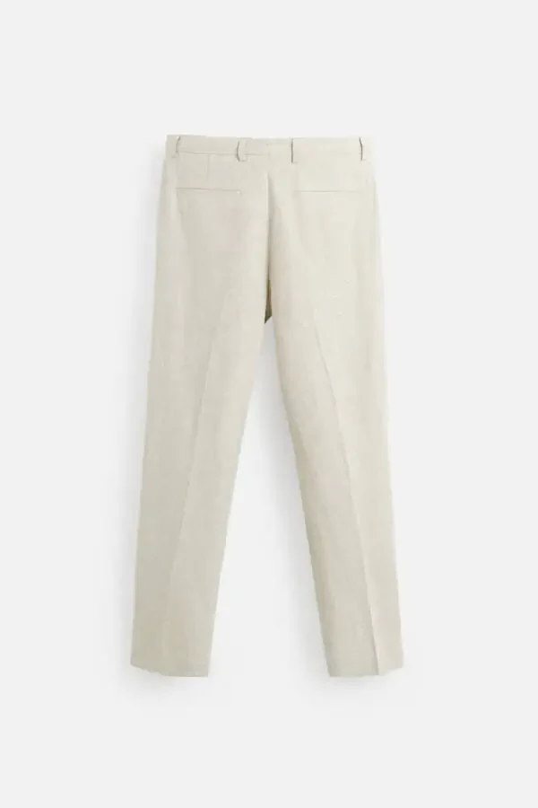 100% LINEN TROUSERS - Light beige - 8