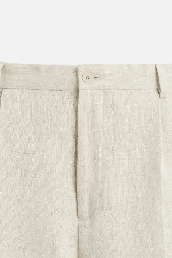 100% LINEN TROUSERS - Light beige - 9
