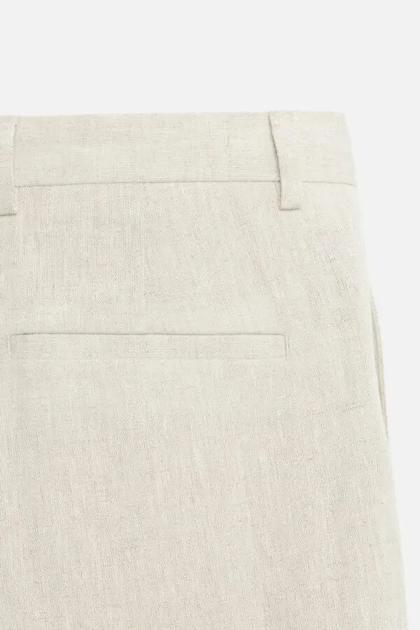 100% LINEN TROUSERS - Light beige - 10