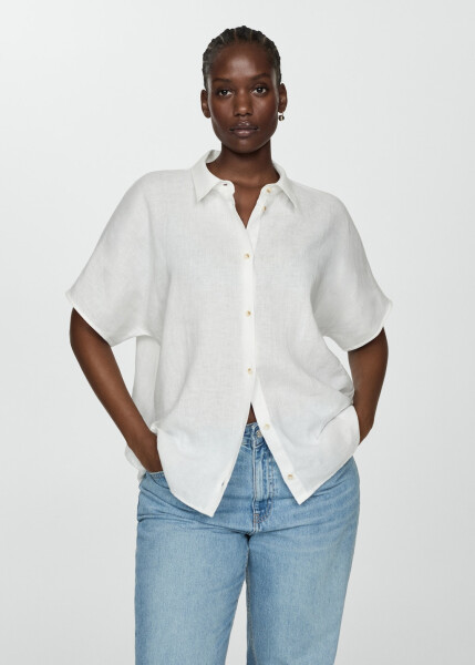 100% linen white shirt - 2