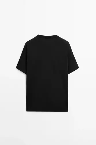 %100 merserize paxtali t-shirt - QORA - 8