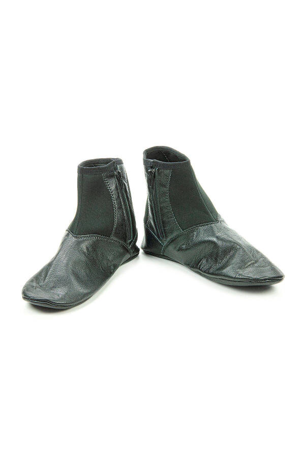 100% Natural Leather Material Patented Zipper Bootie Socks - 5