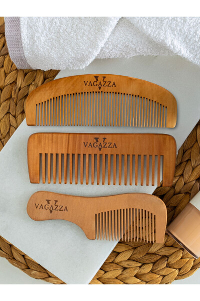 100% Natural Wood 3-Piece Boxwood Comb Set - 1