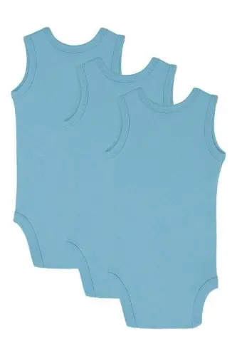 100% Organic Cotton 3-Pack Blue Baby Bodysuit - 2