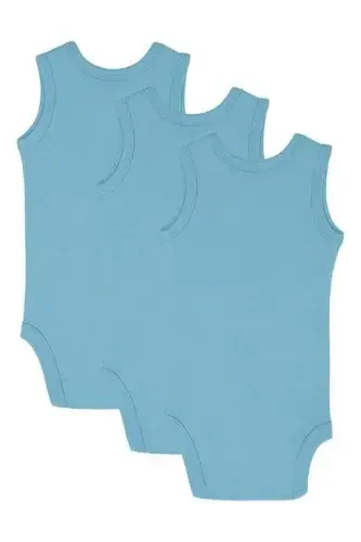 100% Organic Cotton 3-Pack Blue Baby Bodysuit - BÜYÜKBEDENIZ (1)