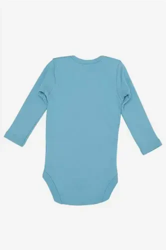 100% Organic Cotton 3-Pack Blue Long Sleeve Baby Snap-Up Bodysuit - 5