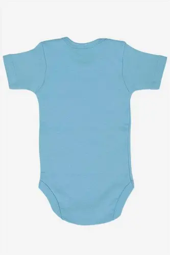 100% Organic Cotton 3-Pack Blue Short Sleeve Baby Snap Bodysuit - 5