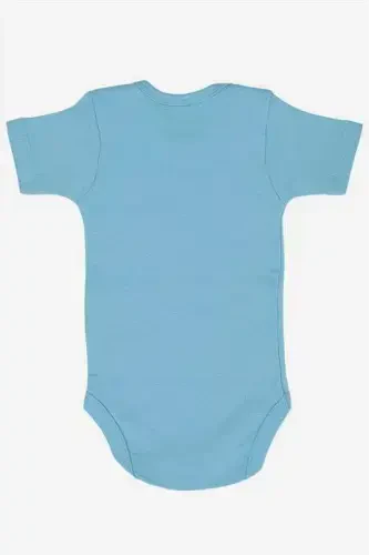 100% Organic Cotton 3-Pack Blue Short Sleeve Baby Snap Bodysuit - 5