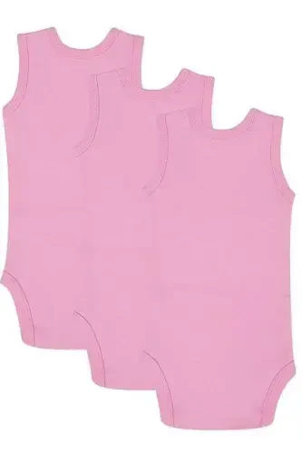 %100 Organic Cotton 3-Pack Pink Baby Undershirt Snap Bodysuit - BÜYÜKBEDENIZ (1)