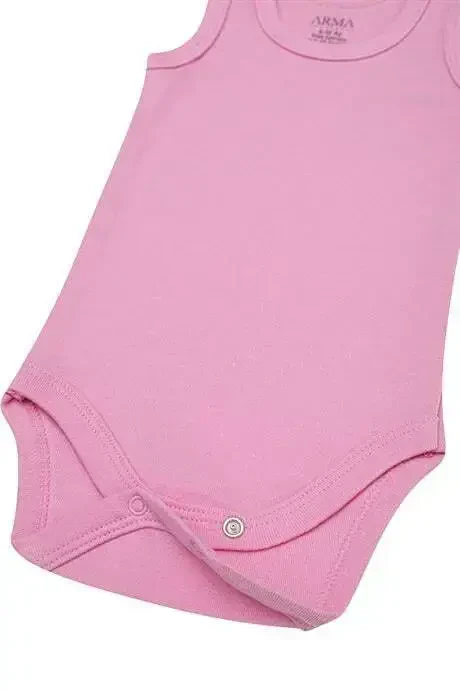 %100 Organic Cotton 3-Pack Pink Baby Undershirt Snap Bodysuit - 4