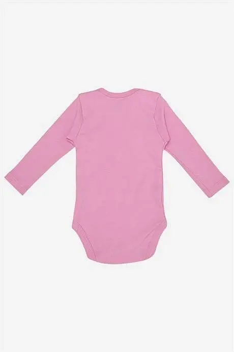 %100 Organic Cotton 3-Pack Pink Long Sleeve Baby Snap Bodysuit - 5