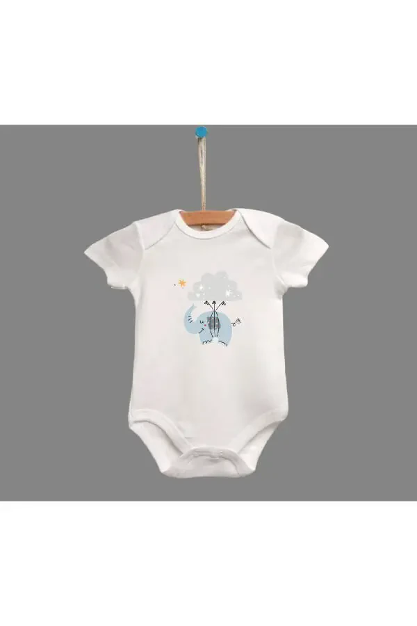 %100 Organic Cotton 3-Pack Printed Short Sleeve Baby Bodysuits - 2