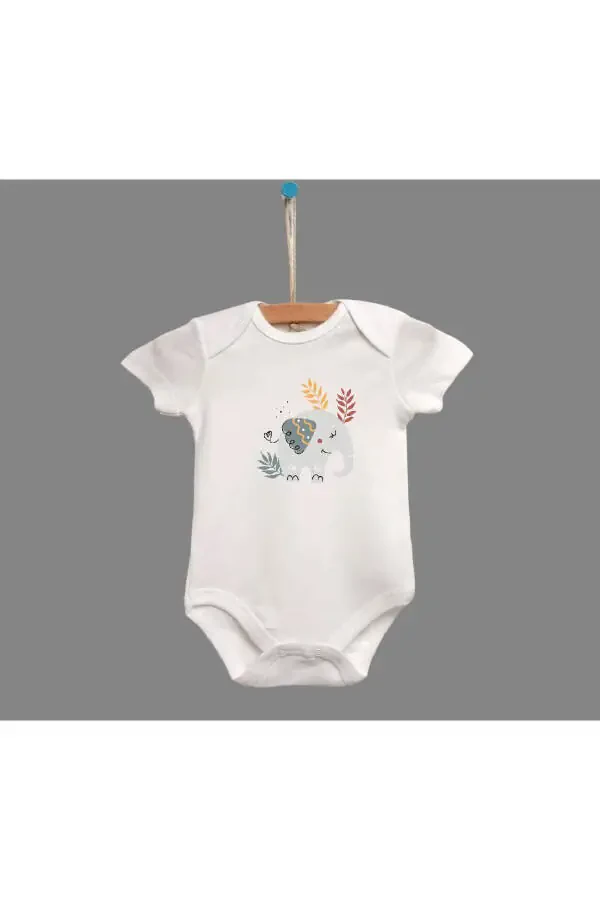 %100 Organic Cotton 3-Pack Printed Short Sleeve Baby Bodysuits - 3