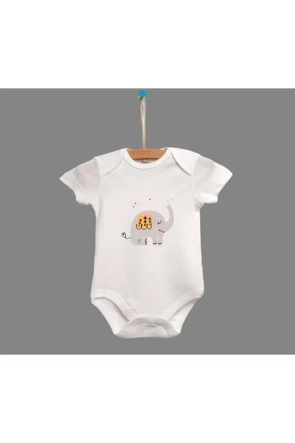 %100 Organic Cotton 3-Pack Printed Short Sleeve Baby Bodysuits - 4