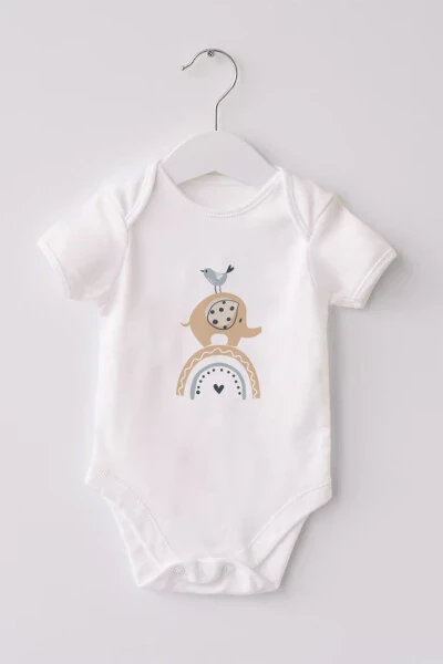 %100 Organic Cotton 3-Piece Printed Short Sleeve Baby Bodysuit Elephant - 4