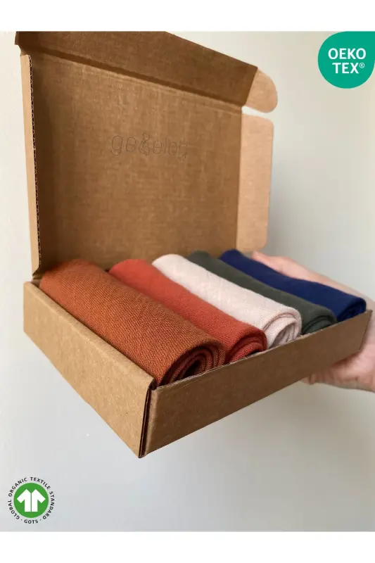 100% Organic Cotton 4-Layer Muslin Bib & Burp Cloth Set (5-Pack) - 1