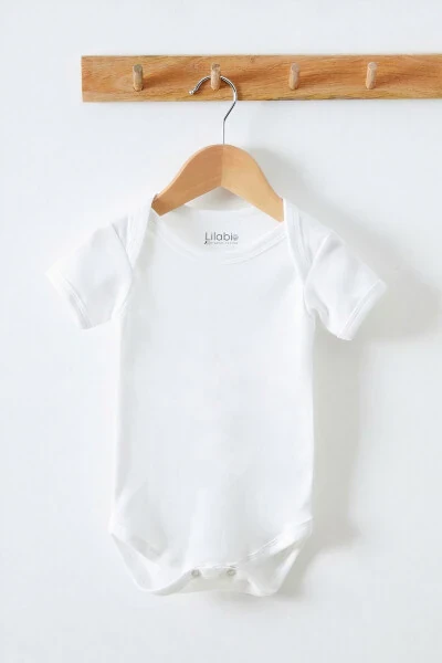 100% Organic Cotton 5-Pack White Short Sleeve Baby Bodysuit - 2