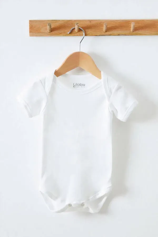 100% Organic Cotton 5-Pack White Short Sleeve Baby Bodysuit - 2
