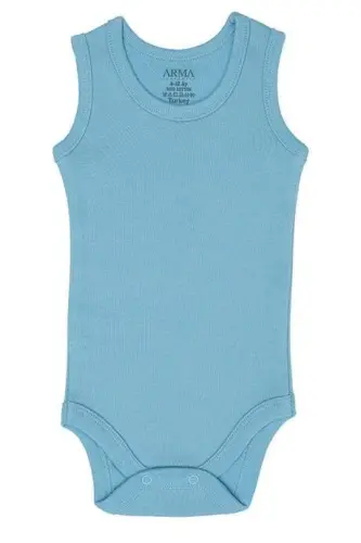 %100 Organic Cotton Blue Baby Bodysuit Snap-crotch Romper 5-Pack - 3