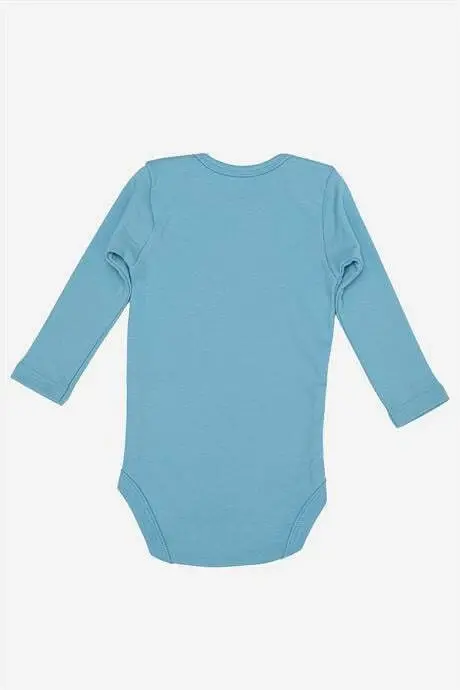 %100 Organic Cotton Blue Long Sleeve Baby Bodysuit 5-Pack - 5