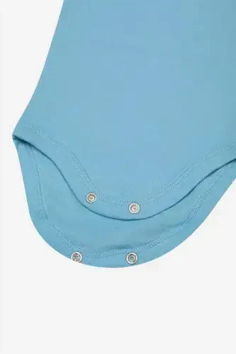 100% Organic Cotton Blue Short Sleeve Baby Bodysuit 5-Pack - 4