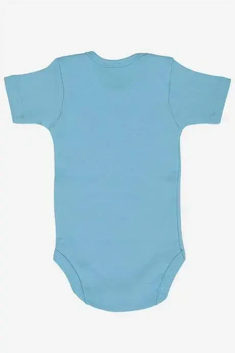 100% Organic Cotton Blue Short Sleeve Baby Bodysuit 5-Pack - 5