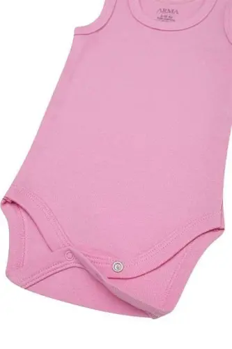 100% Organic Cotton Pink Baby Undershirt Snap Bodysuit Romper 5-Pack - 4