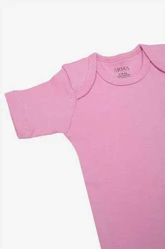 %100 Organic Cotton Pink Short Sleeve Baby Bodysuit 5-Pack - 3