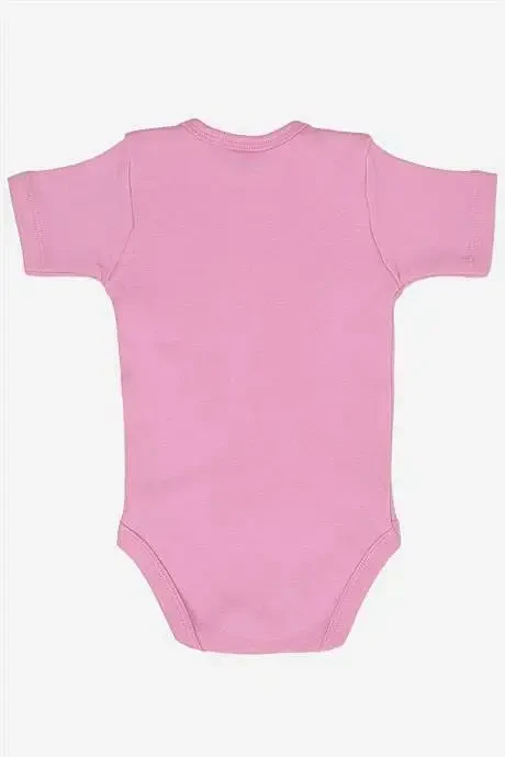 %100 Organic Cotton Pink Short Sleeve Baby Bodysuit 5-Pack - 5
