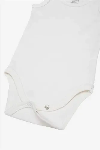 %100 Organic Cotton White Baby Undershirt Snap Bodysuit Romper 5-Pack - 4