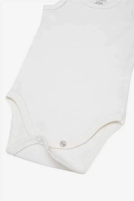 %100 Organic Cotton White Baby Undershirt Snap Bodysuit Romper 5-Pack - 4