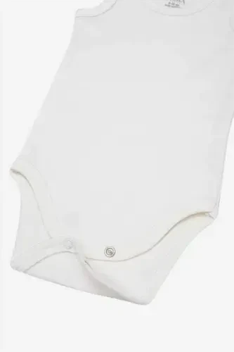 %100 Organic Cotton White Baby Undershirt Snap Bodysuit Romper 5-Pack - 4