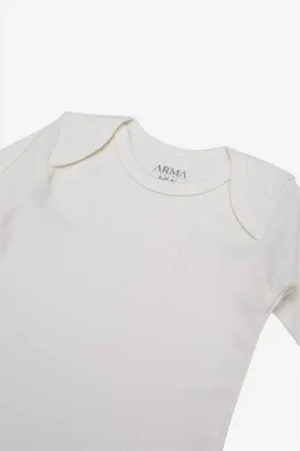 %100 Organic Cotton White Long Sleeve Baby Bodysuit 5-Pack - 2