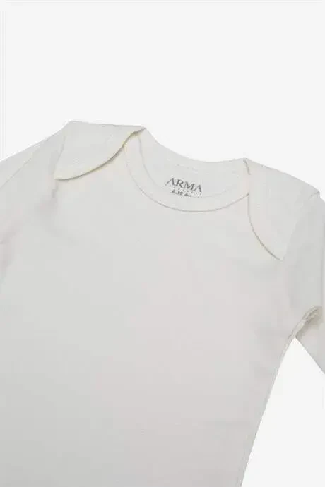 %100 Organic Cotton White Long Sleeve Baby Bodysuit 5-Pack - 2